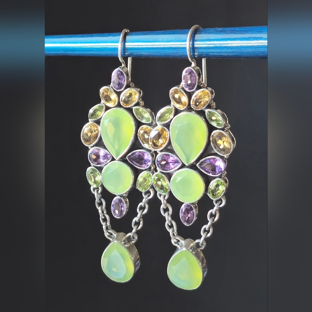 NICKY BUTLER LIMITED EDITION RAJ COLLECTION 925 Sterling Silver NB Earrings 3"